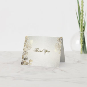 Party Watercolor Golden Eucalyptus Foliage Shiny Thank You Card