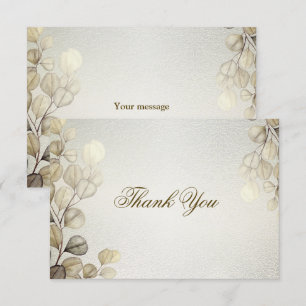 Party Watercolor Golden Eucalyptus Foliage Shiny Thank You Card
