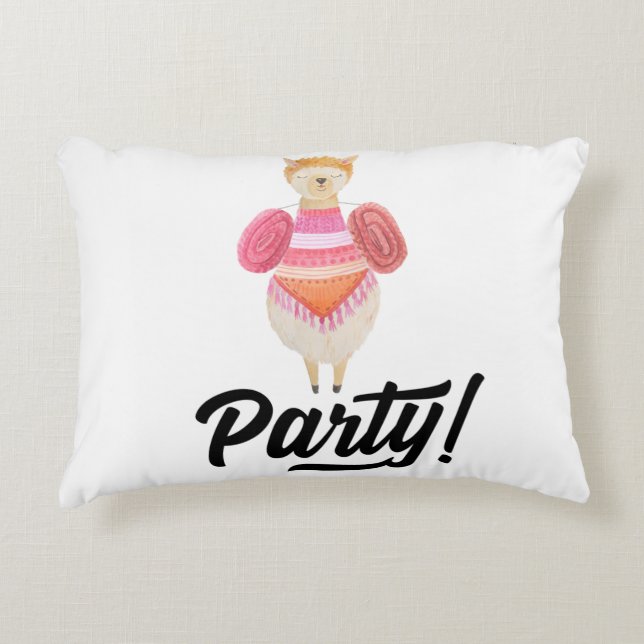 Party! Watercolor Llama Decorative Cushion (Front)