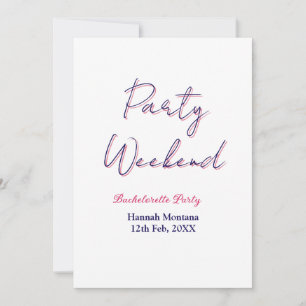 party weekend bachelorette name pink blue trendy d invitation