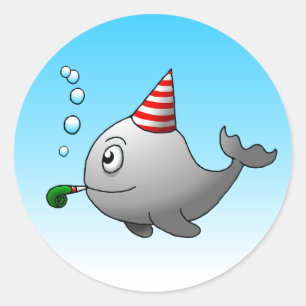 Party Whale Classic Round Sticker