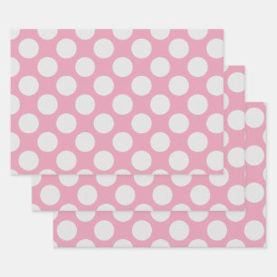 Party White Dots and Pink Background Wrapping Paper Sheet