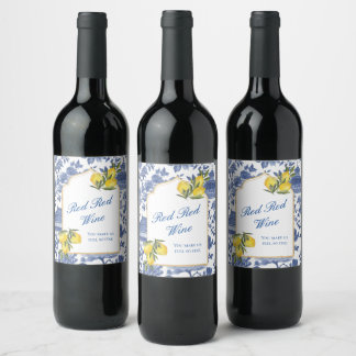 Party Wine Time- Lemon Chic-tique Chinoiserie  Wine Label