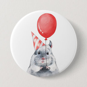 Party with chinchilla 7.5 cm round badge