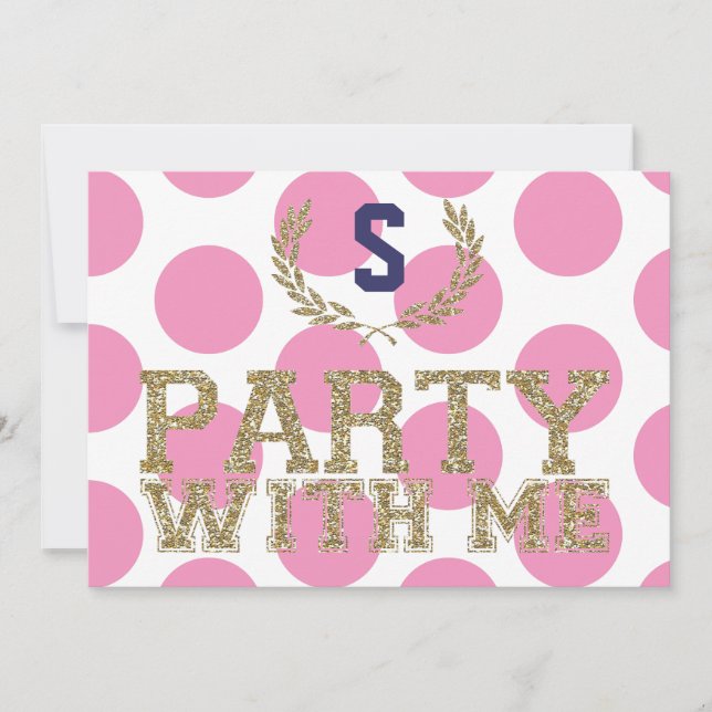 PARTY with ME Pink Love Inspired Sweet 16 Invitation (Front)