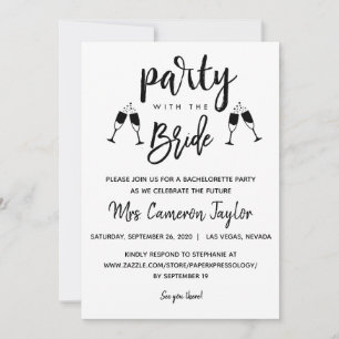 Party with the Bride Bachelorette Details Invite