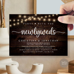 Party With The Newlyweds, Rustic Wedding Dinner Invitation