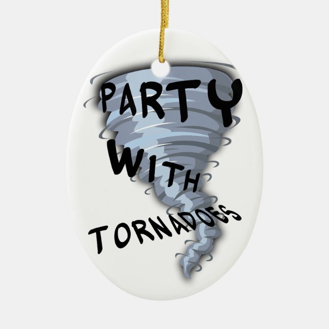 Party With Tornadoes Ceramic Tree Decoration (Front)