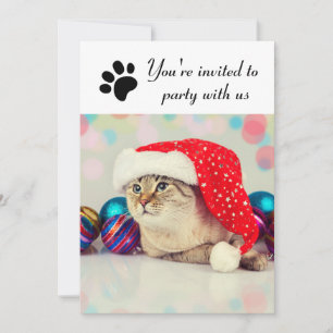 Party With Us Cat - Holiday Party Invitation