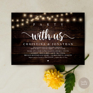 Party with us, Rustic Wedding Dinner Elopement Invitation
