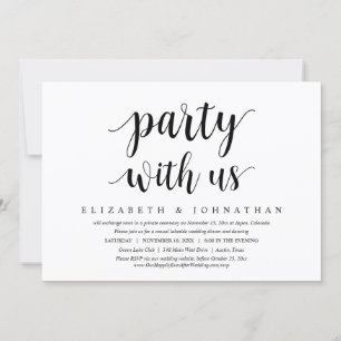 Party With Us, Wedding Elopement Dinner Dancing Invitation
