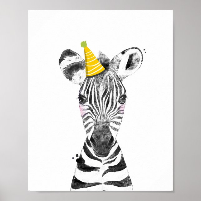 Party Zebra Wild Safari Animals Birthday Decor (Front)