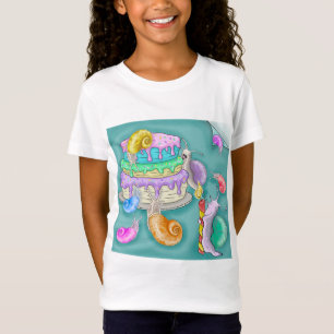 Partying snails with birthday cake, party t-shirt