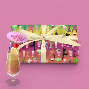 Partying Women With Cocktails Pattern Tissue Paper