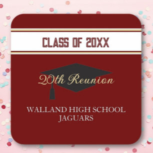 Partytime! CUSTOM Class Reunion Square Paper Coaster
