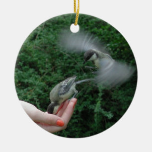 Parus major ceramic tree decoration