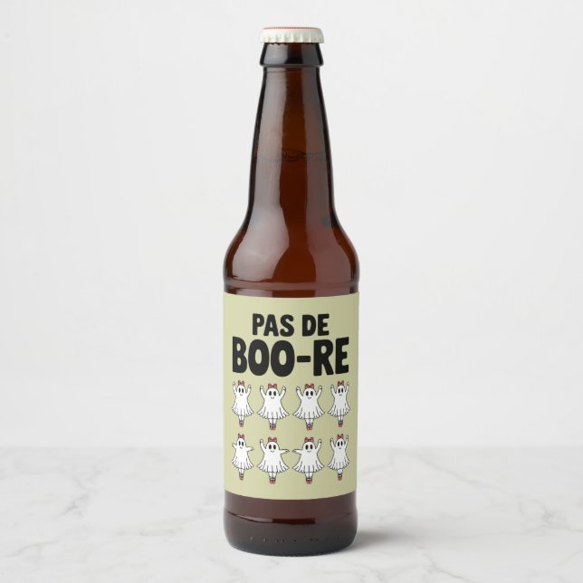 Pas de Boo-re Ballerina Ghost Halloween Spooky Beer Bottle Label (Front)
