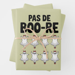 Pas de Boo-re Ballerina Ghost Halloween Spooky Wrapping Paper Sheet