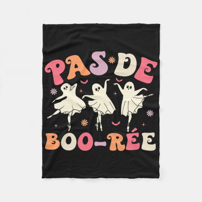 Pas De Boo-rée Cute Ballet Ghosts Dancing Teachers Fleece Blanket (Front)