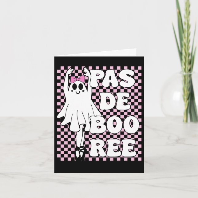 Pas De Boo-ree Funny Retro Ballet Ghosts Halloween Card (Front)