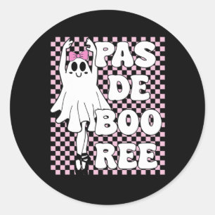 Pas De Boo-ree Funny Retro Ballet Ghosts Halloween Classic Round Sticker