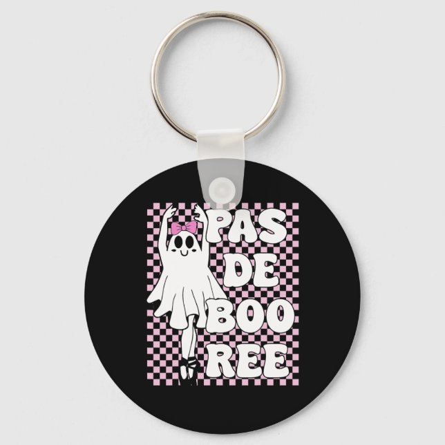 Pas De Boo-ree Funny Retro Ballet Ghosts Halloween Key Ring (Front)