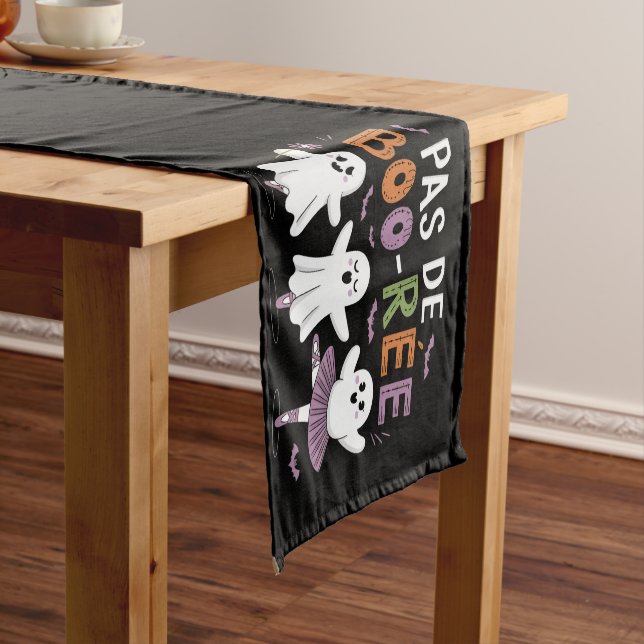 Pas de BOO-ree Ghost Ballet Dancer Teacher  Short Table Runner (In Situ)
