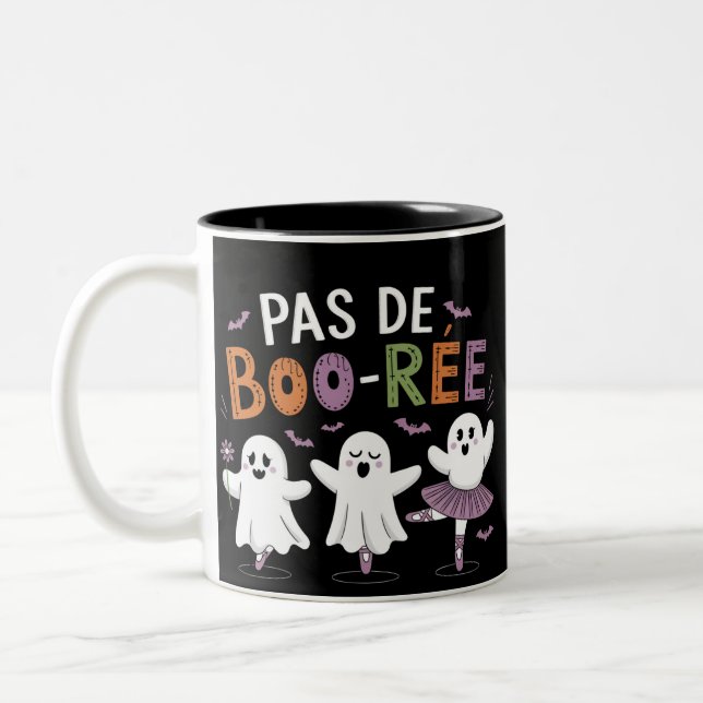 Pas de BOO-ree Ghost Ballet Dancer Teacher  Two-Tone Coffee Mug (Left)