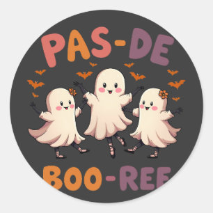 Pas de boo-ree Spooky Halloween Ballet Dance Ghost Classic Round Sticker