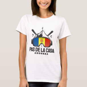 Pas De La Casa Andorra Ski Resort Retro Skiing T-Shirt