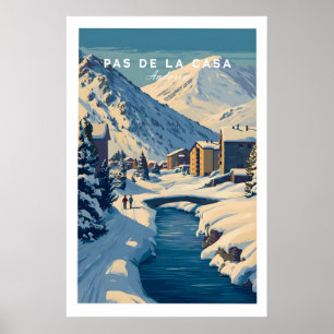 Pas de la Casa Pyrenees Ski Town View Print Winter