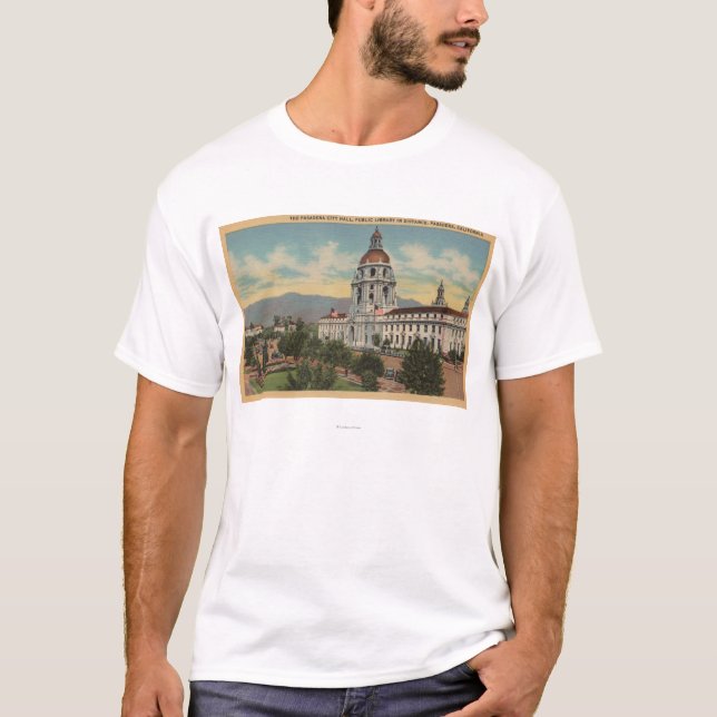 Pasadena, CA - View of City Hall & Public Librar T-Shirt (Front)