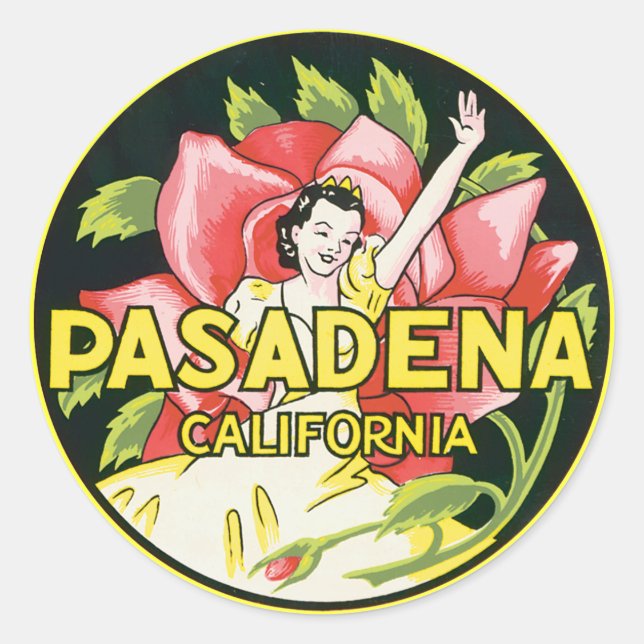 Pasadena California Classic Round Sticker (Front)