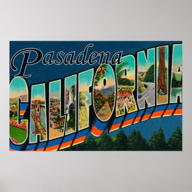 Pasadena, California - Large Letter Scenes Poster (Front)