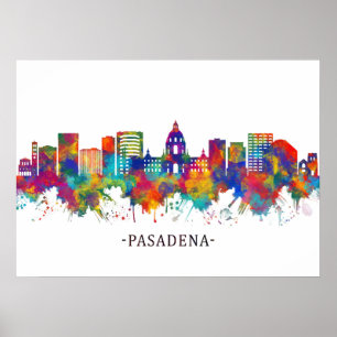 Pasadena California Skyline Poster