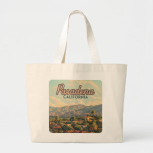 Pasadena Los Angeles California Mountains Vintage Large Tote Bag