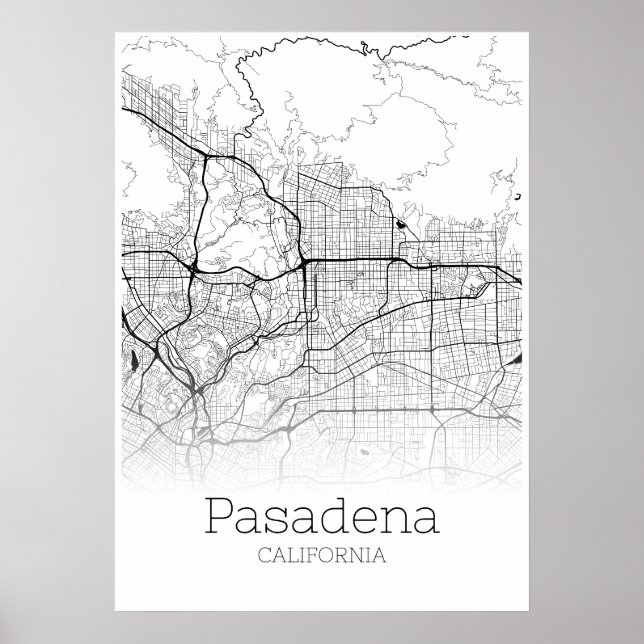 Pasadena Map - California - City Map Poster (Front)