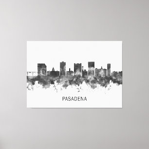 Pasadena Skyline BW Canvas Print