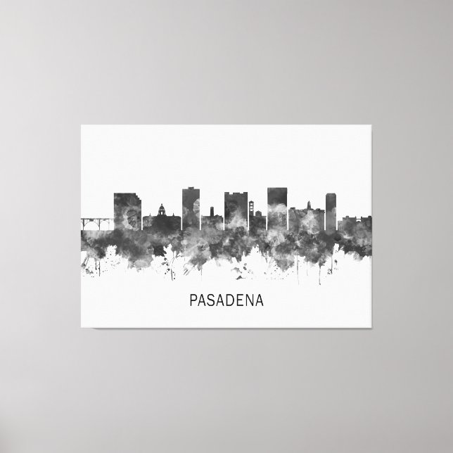 Pasadena Skyline BW Canvas Print (Front)