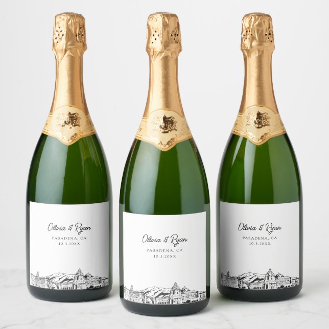 Pasadena Wedding Personalised Champagne Label (Bottles)