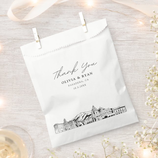 Pasadena Wedding Skyline Personalised Favour Bag  (Clipped)
