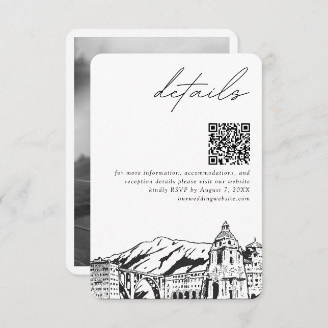 Pasadena Wedding Small Details QR Code Enclosure Card (Front/Back)