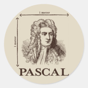Pascal = 1 newton per square metre math joke classic round sticker