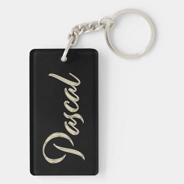 Pascal Name whitegold key trailer Key Ring (Back)