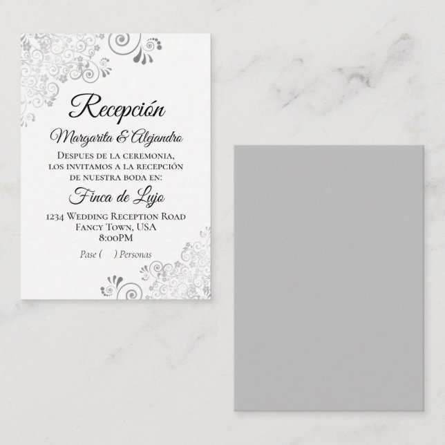 Pase o Boleto Para la Recepción de la Boda Enclosure Card (Front/Back)