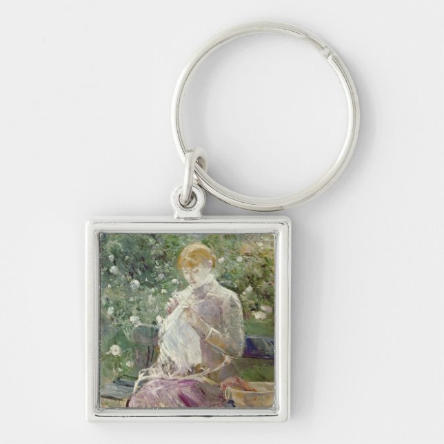 Pasie sewing in Bougival's Garden, 1881 Key Ring (Front)