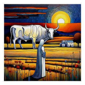 Pasiphae sees the Cretan Bull Poster