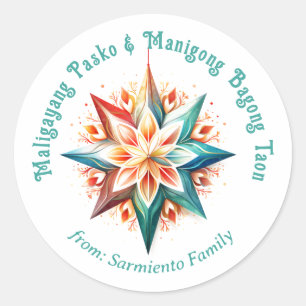 Paskong Pinoy Parol Christmas Classic Round Sticker