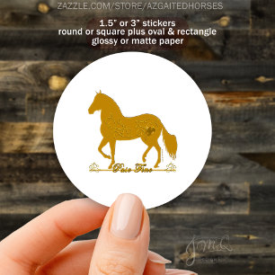 Paso Fino Gold Silhouette Heart Classic Round Sticker