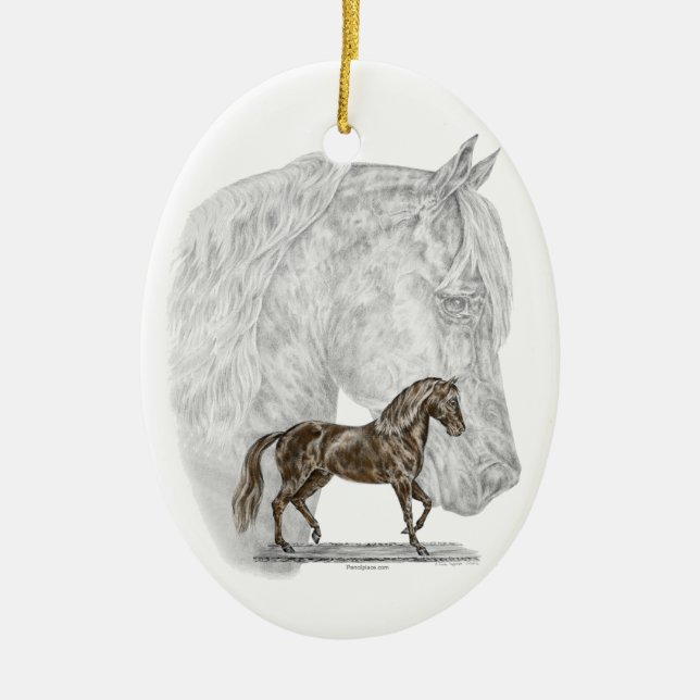 Paso Fino Horse Art Ceramic Tree Decoration (Front)